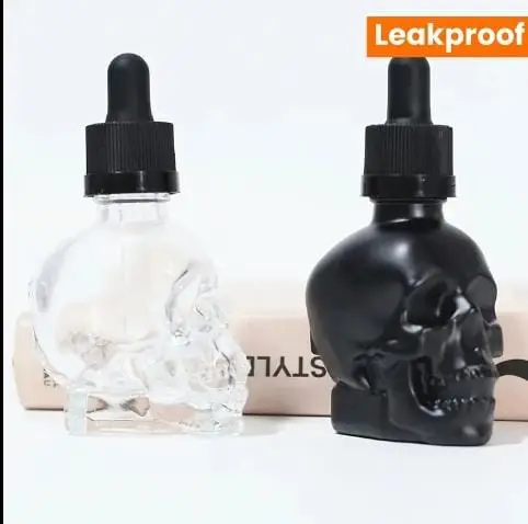 SHAK-Botellas de Gotero de Vidrio Negro y Transparente