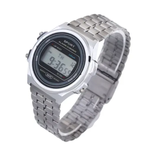 Rel-a Reloj Digital LED con correa de acero resistente al agua